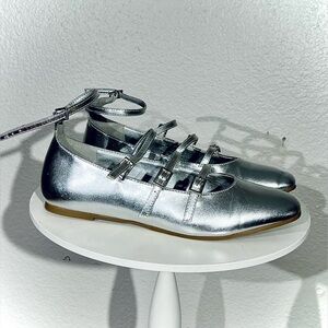 Silver Buckle Flats - Size 9 (Women’s)